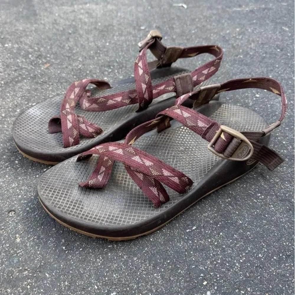 Chaco Men's Brown and Burgundy Sandals